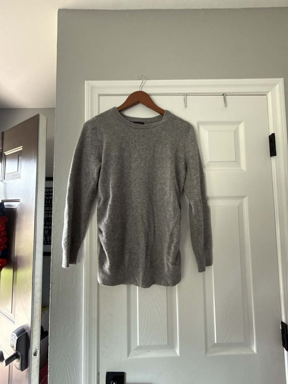 Quince 100% Mongolian Cashmere Crewneck Maternity Sweater Grey Size L